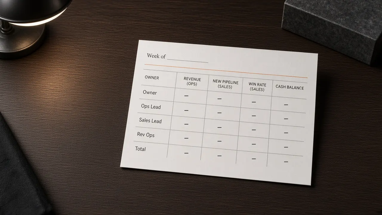 A printed weekly tracker card on a desk